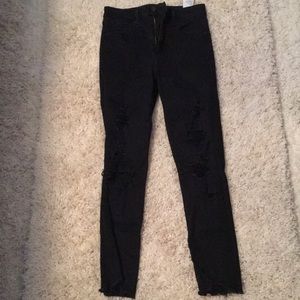 Abercrombie high-waisted black ripped jeans. Size 2/26